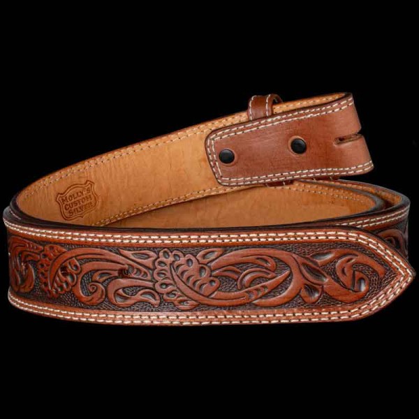 A cowboy leather belt