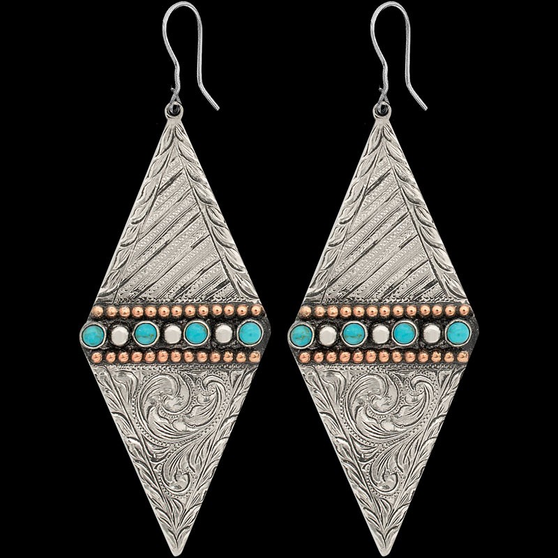 Western Silver Earrings with Turquoise details