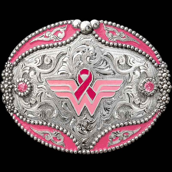 Molly's Breast Cancer Awareness Belt Buckle. A percentage of the profit from each Buckle is donated to The Good Samaritan Cancer Resource Center in Washington State. 