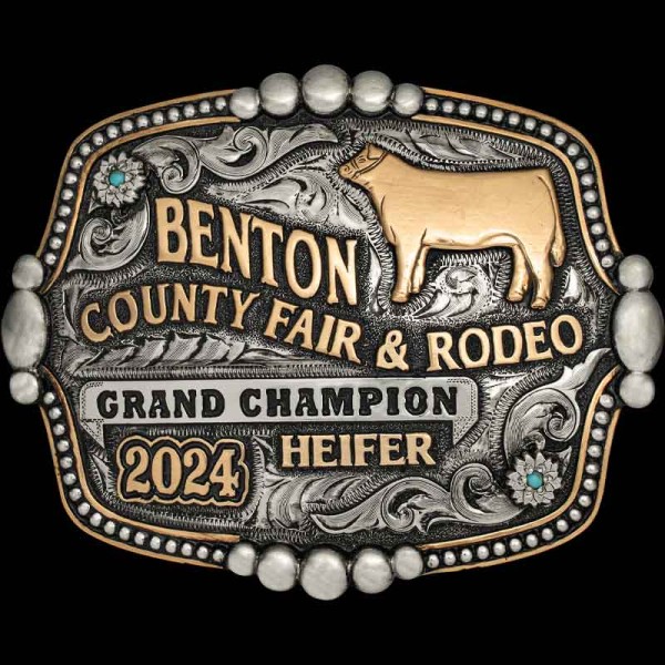 The Sherwood Belt Buckle has that classic western style that can't be replaced. Featuring large silver beads frame and plenty of space for your lettering. Customize it now!
