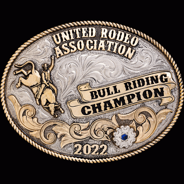 The Boulder Custom Belt Buckle is a classic oval rodeo belt buckle with a gorgeous silver plated finish with full customization available!